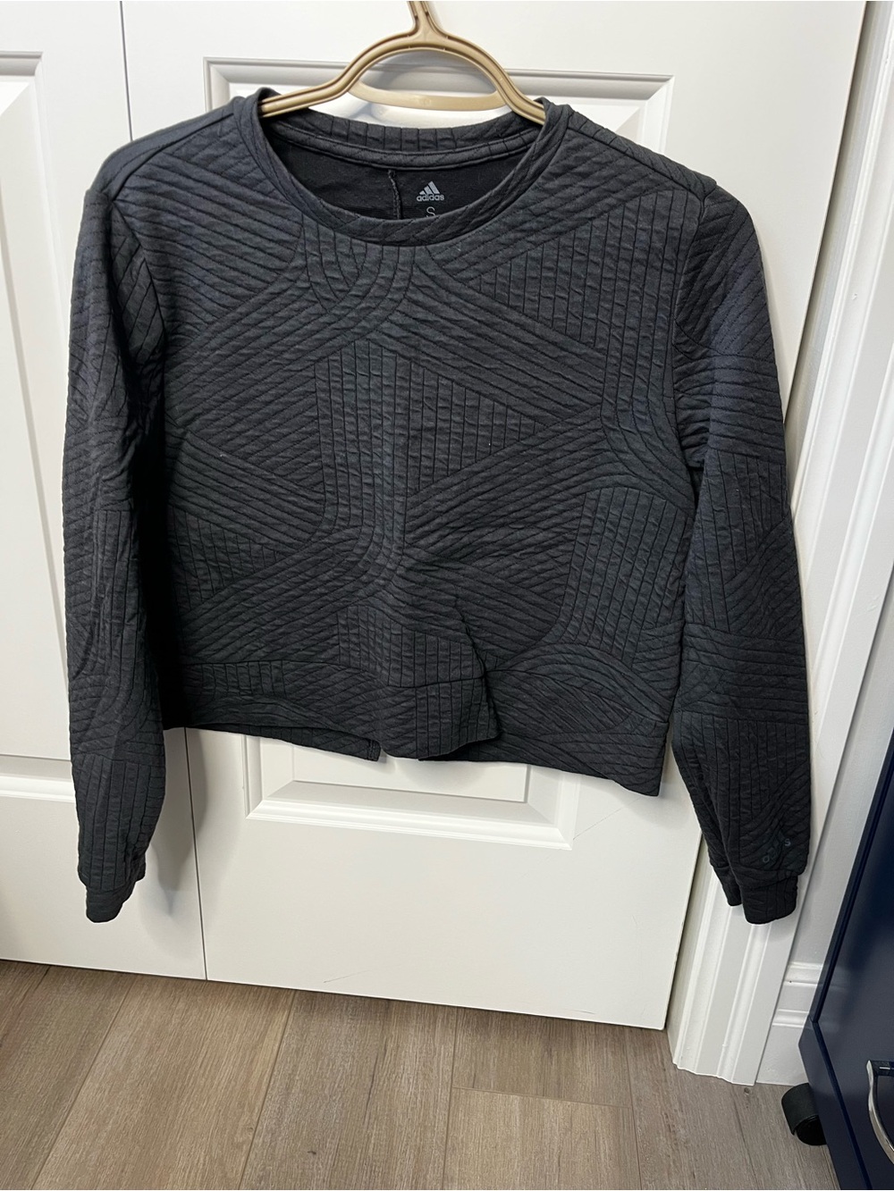 adidas Black Quilted Crewneck Sweatshirt